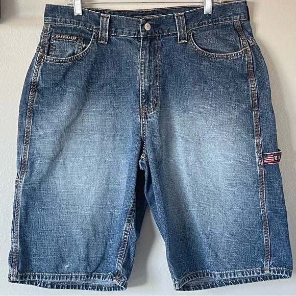 Vintage U.S. Polo Assn. Carpenter Shorts - Medium Stone Wash - Size 34 - Picture 7 of 11